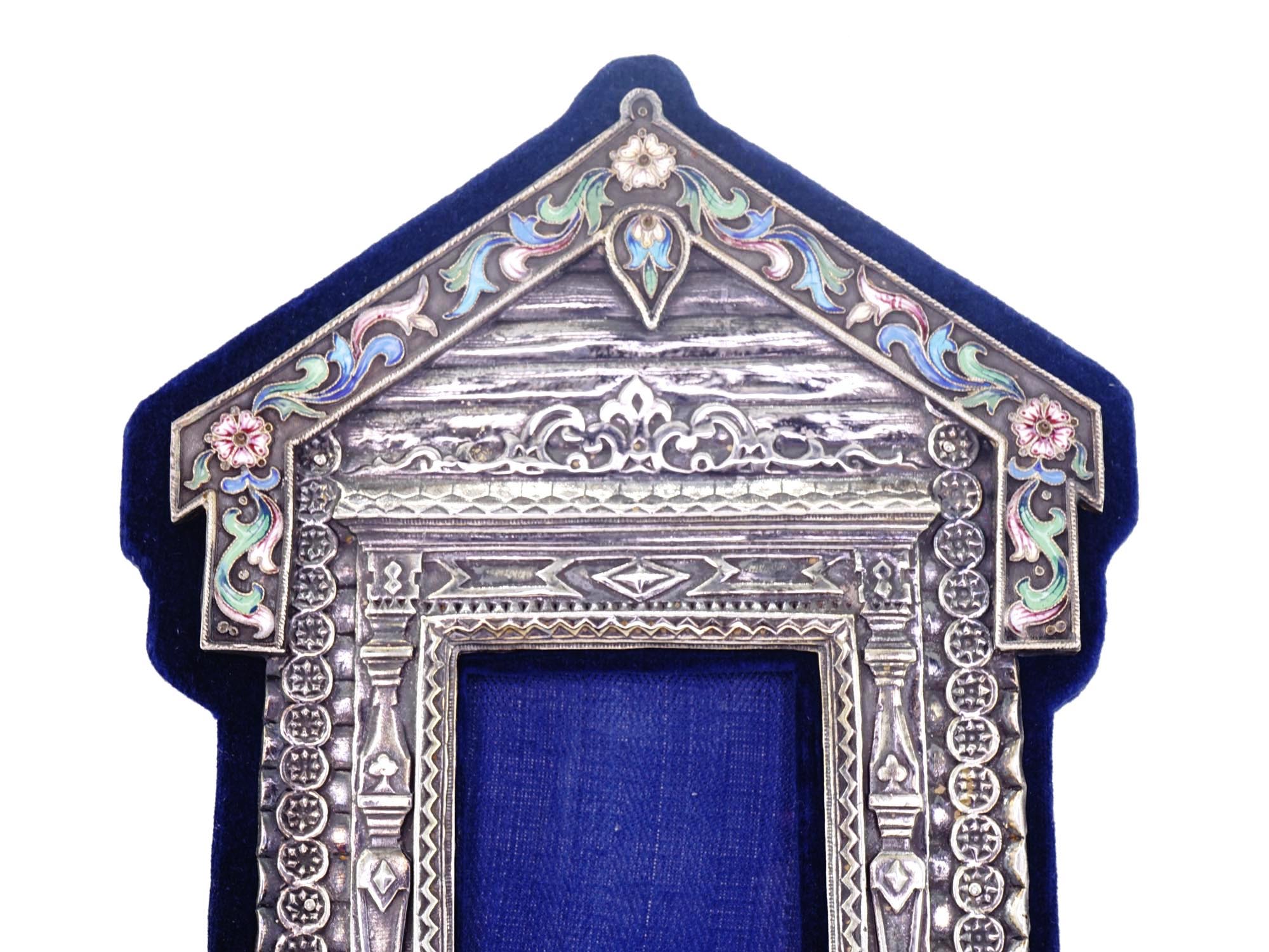 RUSSIAN SILVER AND CLOISONNE ENAMEL PICTURE FRAME PIC-4